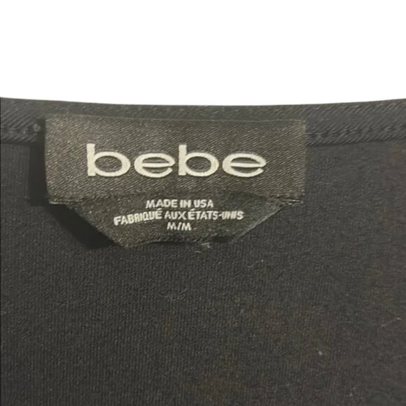 Bebe black tie front 3/4 sleeve crop top size M - Picture 4 of 4